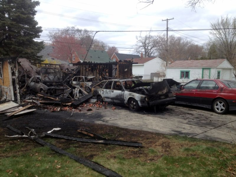 The aftermath of Blyth’s garage fire.